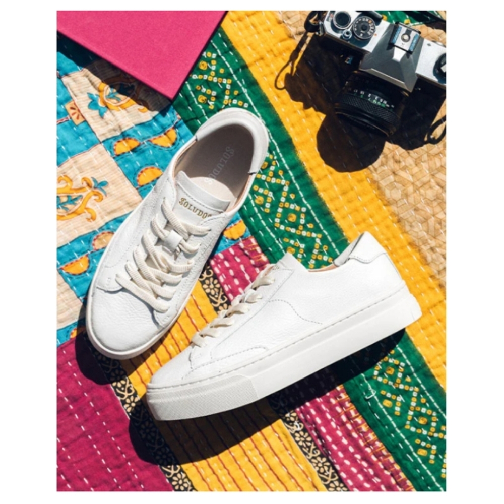 Soludos Ibiza Platform Sneaker Size 7.5 White Leather